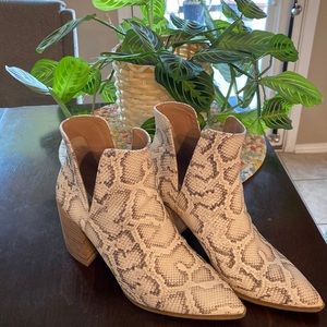 STEVE MADDEN
Kaylah Pointed Toe Bootie In Light Beige Snake Print